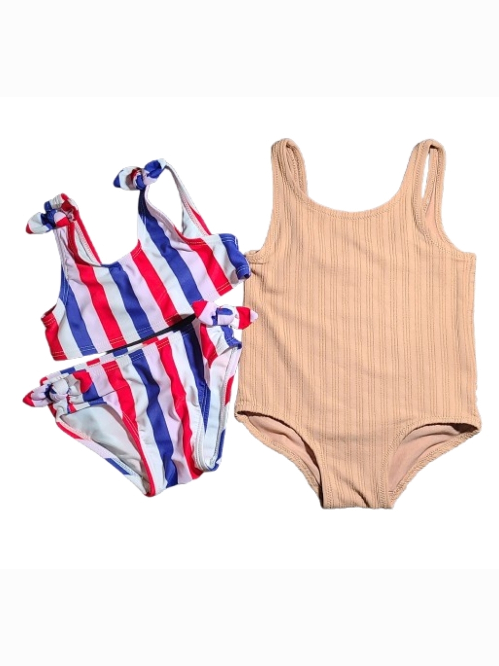 H&M Tan And Stripes Baby Swimsuit  12-18M